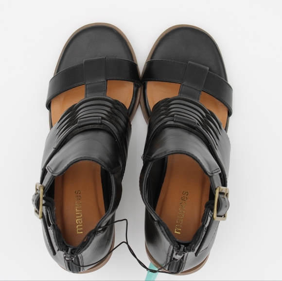 Women's Wedge Sandal, Black/Tan (Size 6.5, NWT) - Picture 2 of 10